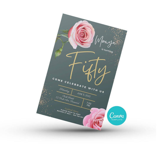 50th birthday invitation templates - PeppaTree Designs