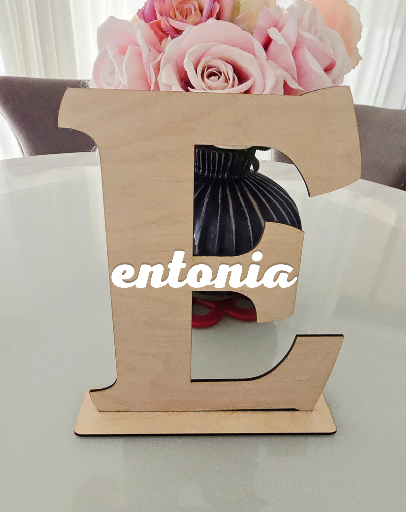 Initial Wood Wall Sign by PeppaTree Designs, featuring a decorative wooden letter for wall decor or shelf sitting.
