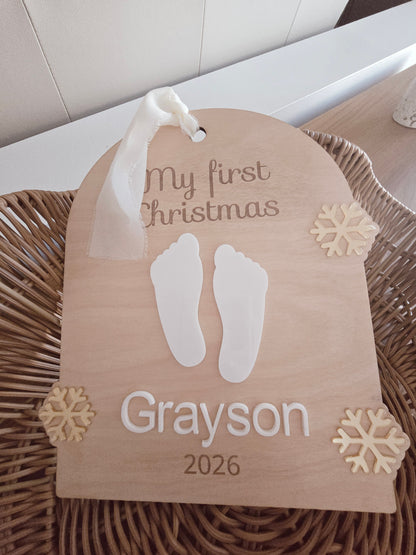 Baby's 1st Christmas Footprint Sign