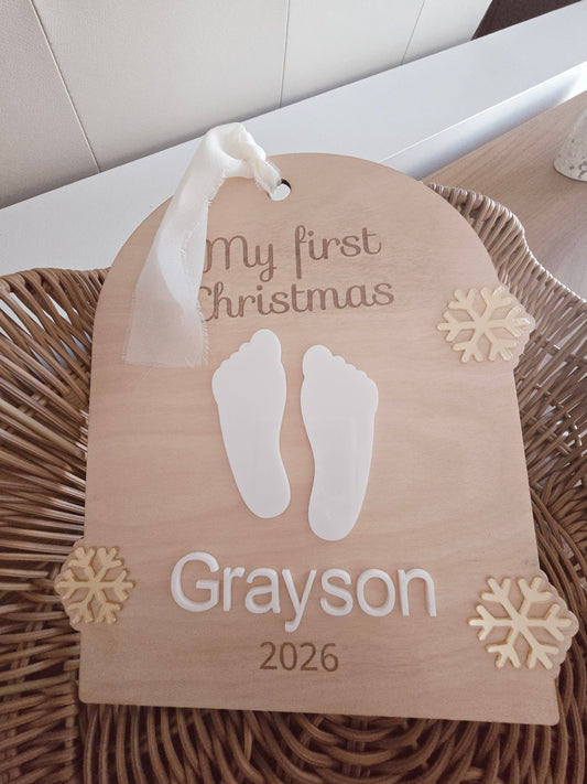 Baby's 1st Christmas Footprint Sign