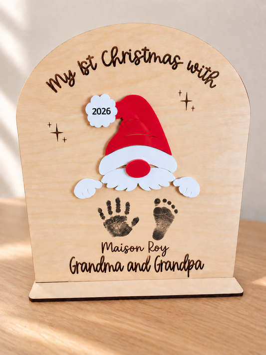 Santa 1st Christmas Sign | Footprint or Handprint Plaque