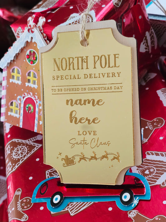 Santa Gift Tags - Acrylic Christmas Tags - PeppaTree Designs