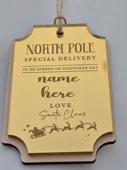 Santa Gift Tags - Acrylic Christmas Tags - PeppaTree Designs