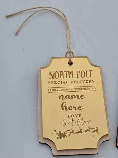 Santa Gift Tags - Acrylic Christmas Tags - PeppaTree Designs