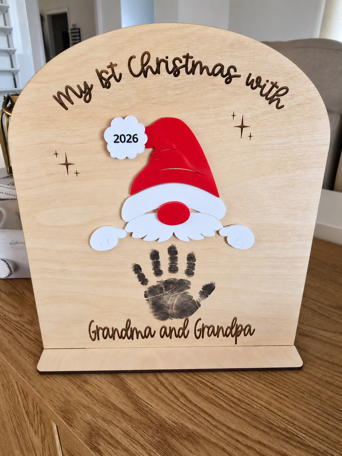 Santa 1st Christmas Sign | Footprint or Handprint Plaque