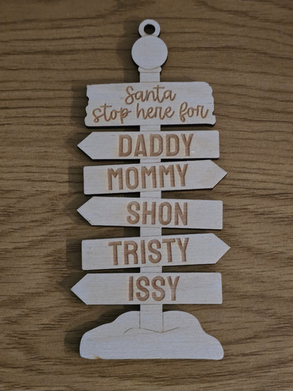 North Pole Name Sign Ornament - Personalised
