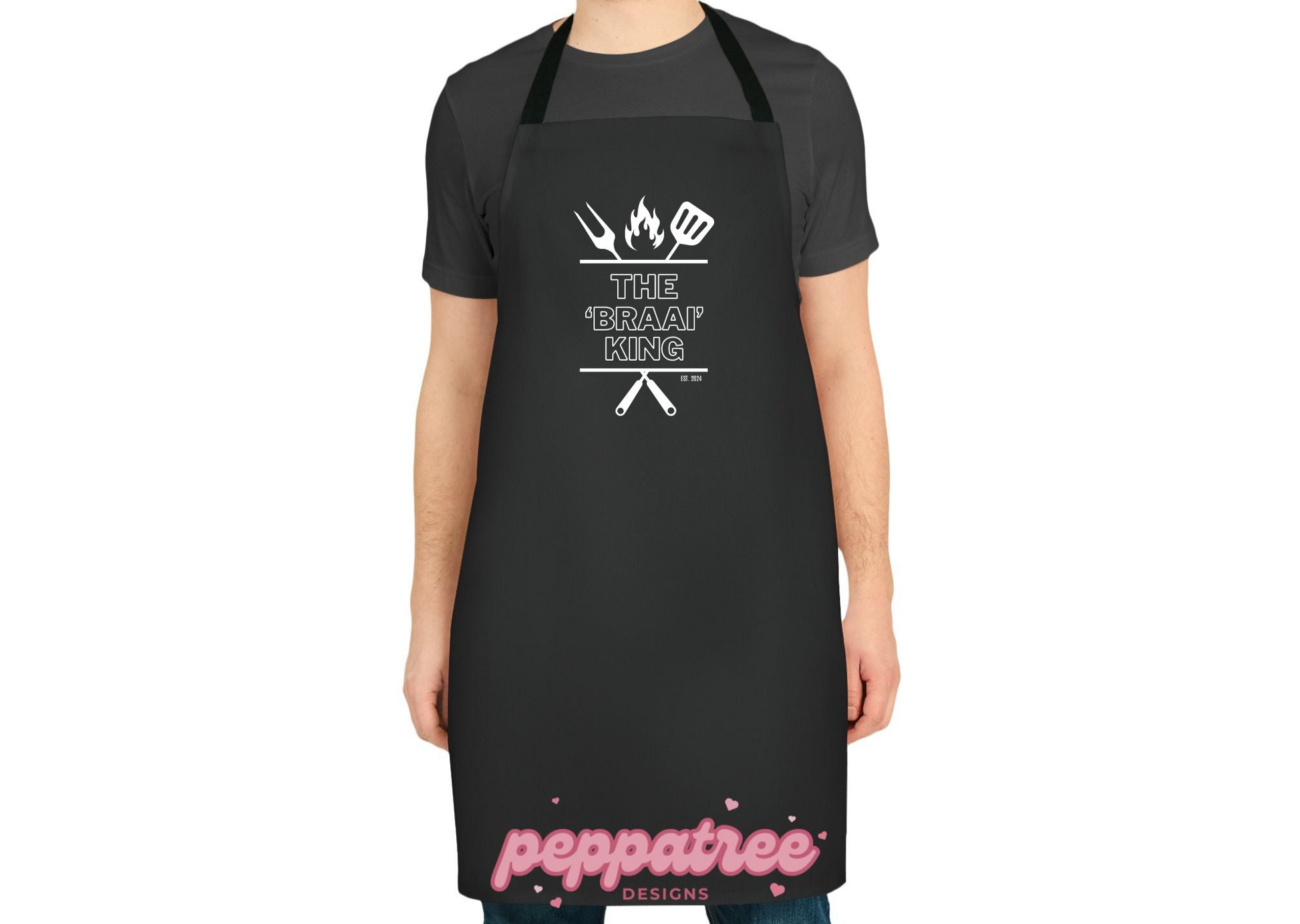 South African "The Braai King" BBQ Apron with Est. Year - PeppaTree Designs
