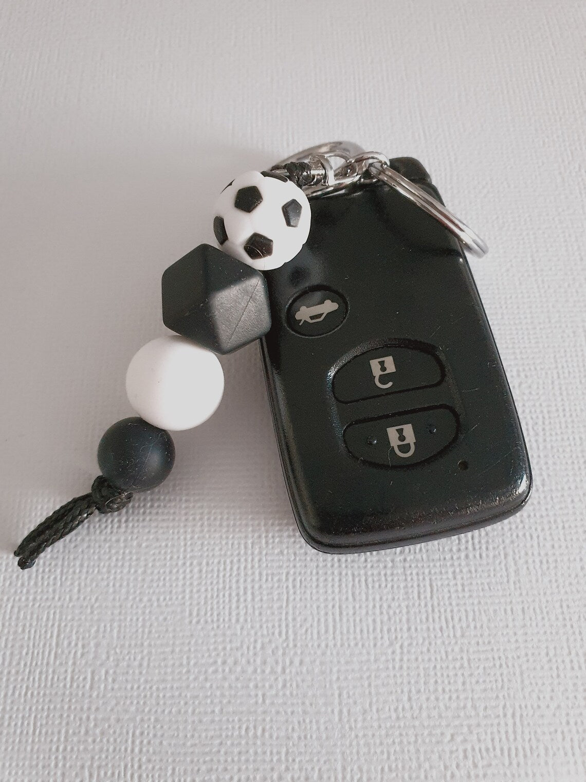 Black and White Soccer Ball Keyring | Kids School Bag Tag - PeppaTree Design Store