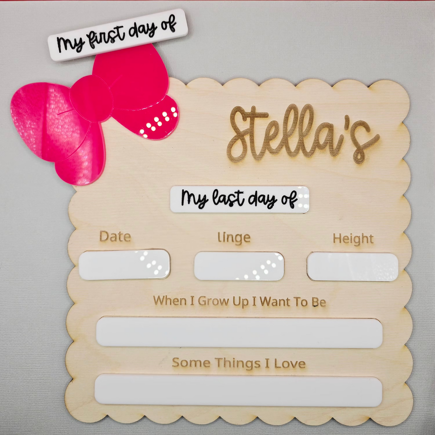 bow wood and acrylic sign