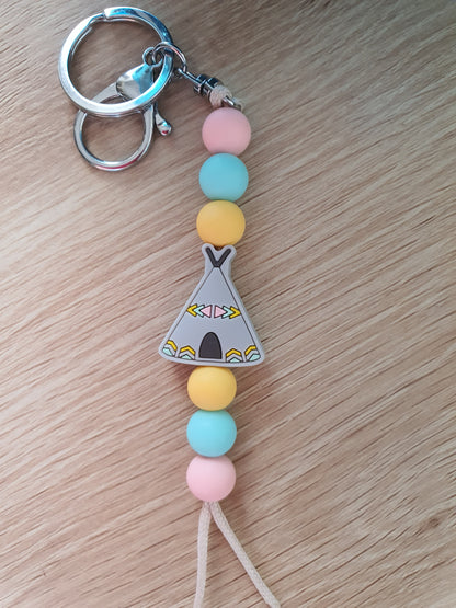 Tipi Tent / Teepee Tent / Indian Tent Silicone Bead | Handmade Keyring or Lanyard - PeppaTree Design Store