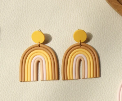 Polymeric Clay Rainbow Arch Earrings - PeppaTree Design Store