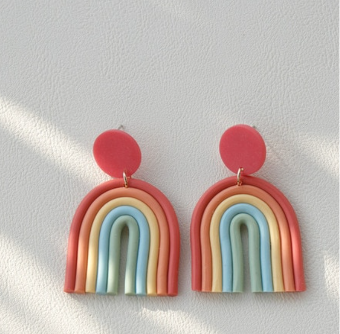 Polymeric Clay Rainbow Arch Earrings - PeppaTree Design Store