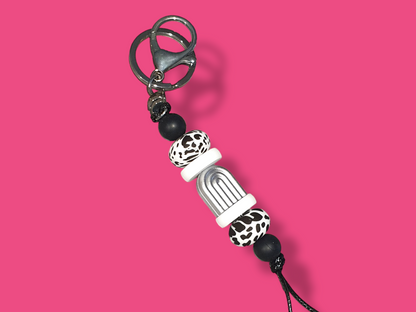 Silver Zebra Boho Arch Silicone Beaded Keyring | Bag Tag Keyring Lanyard - PeppaTree Design Store