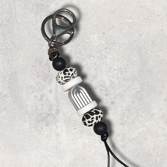 Silver Zebra Boho Arch Silicone Beaded Keyring | Bag Tag Keyring Lanyard - PeppaTree Design Store