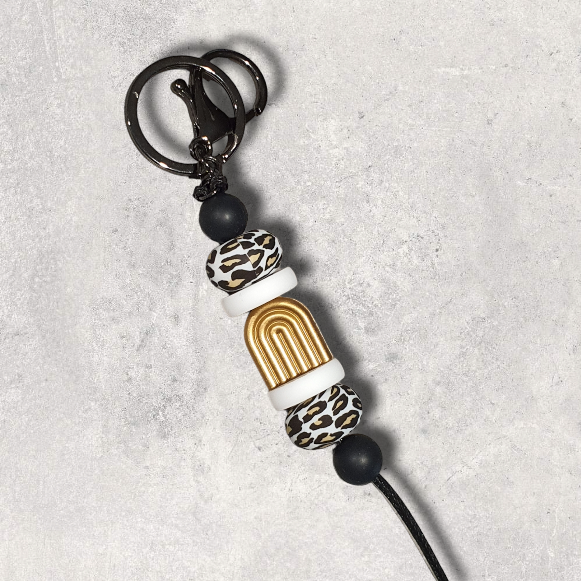 Golden Arch Leopard Boho Arch Silicone Beaded Keyring | Bag Tag - PeppaTree Design Store