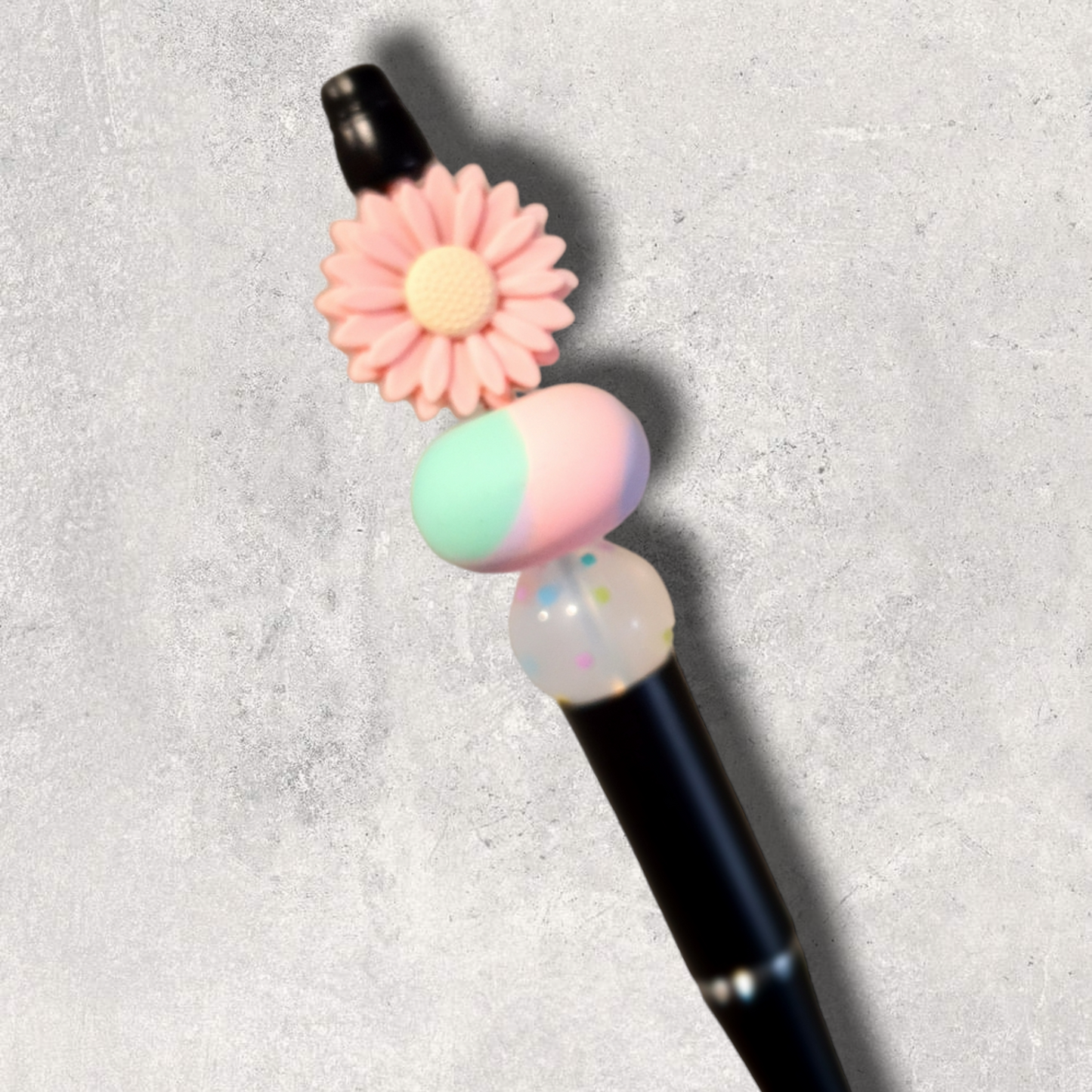 Daisy Confetti Beaded Pen | Black Ink - PeppaTree Design Store