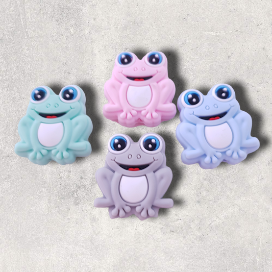 Frog Silicone Bead | 1pce | AU | 5 Colours | Bulk Beads | Knitting Beads Crafting Beads - PeppaTree Design Store