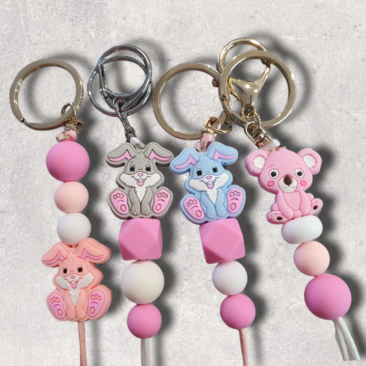 Easter Bunny and Koala Silicone Beaded Keyrings or School Bag Tags - PeppaTree Design Store