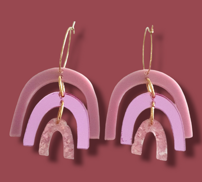 Rainbow Acrylic Earrings "Pink Lemonade" Dangle Earrings - PeppaTree Design Store