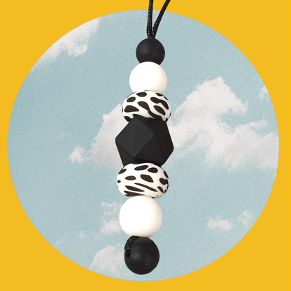 Black White Leopard Hexagon - Mirror Charm Hanging Accessory - PeppaTree Design Store