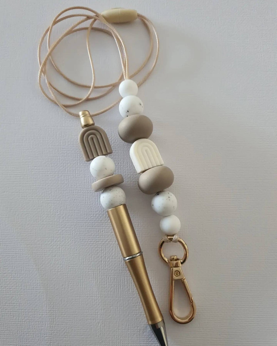 Silicone Arch Beaded PEN and LANYARD Set in BOHO Earth Tones - PeppaTree Design Store