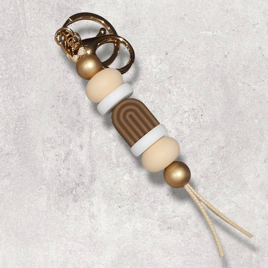 NEW "Hot Chocolate" Boho Arch Silicone Beaded Keyring | Cafe Collection | Handmade Keyring or Lanyard - PeppaTree Design Store
